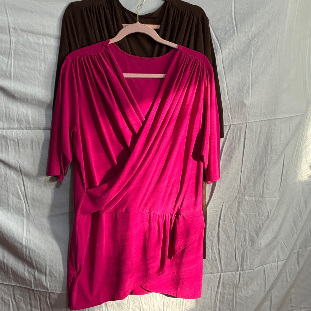 Randolph Duke Vibrant Pink Wrap Blouse set